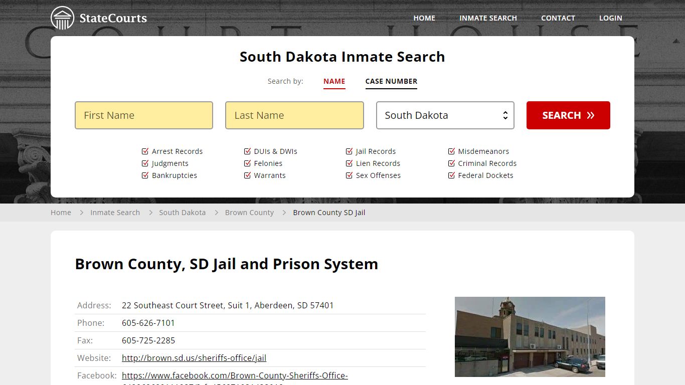 Brown County SD Jail Inmate Records Search, South Dakota - StateCourts